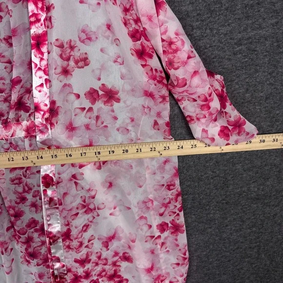 Oscar De La Renta Women's Pink Label‎ Floral Robe S/XS Sheer Bridal EUC Pinks - Picture 5 of 9